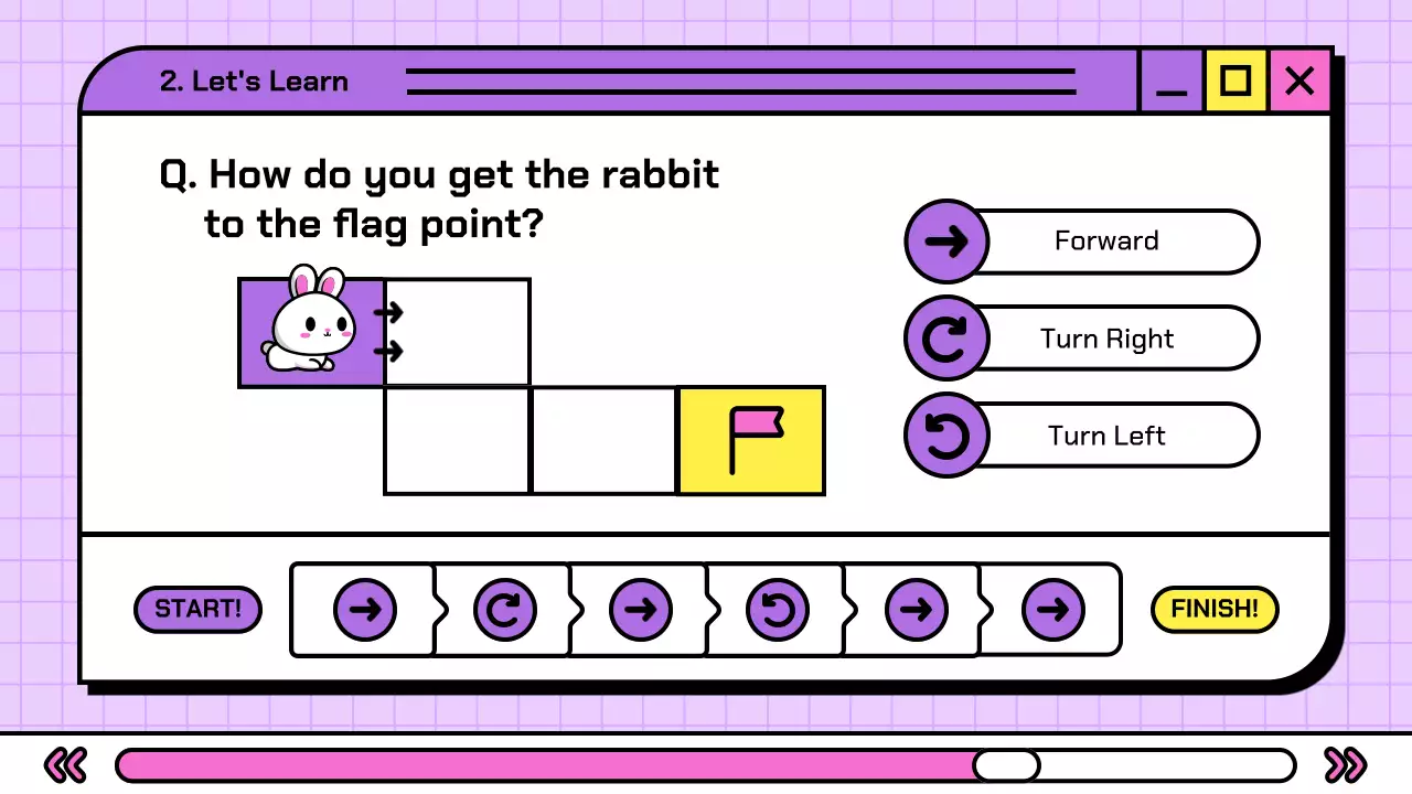 보라색 인터넷 브라우저 컨셉의 귀여운 초등학교 코딩 교육자료