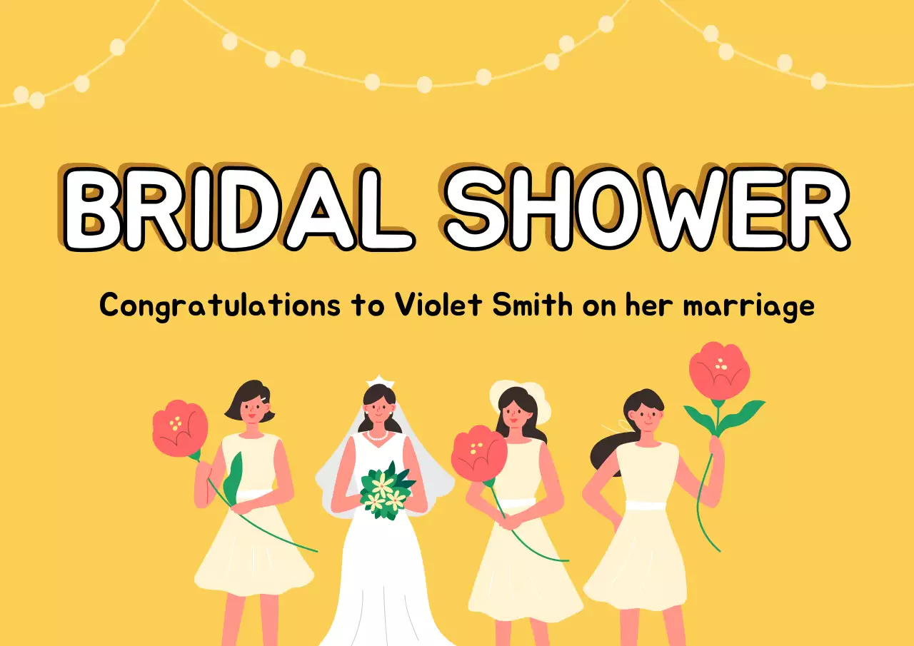 Yellow Minimal Bridal Invitation Poster