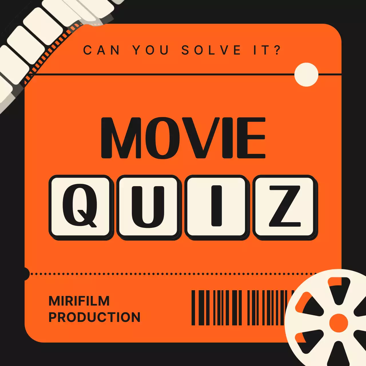 Cinema themed movie quiz in orange color