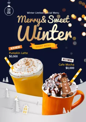 Navy Trendy Winter Menu Promotion Poster