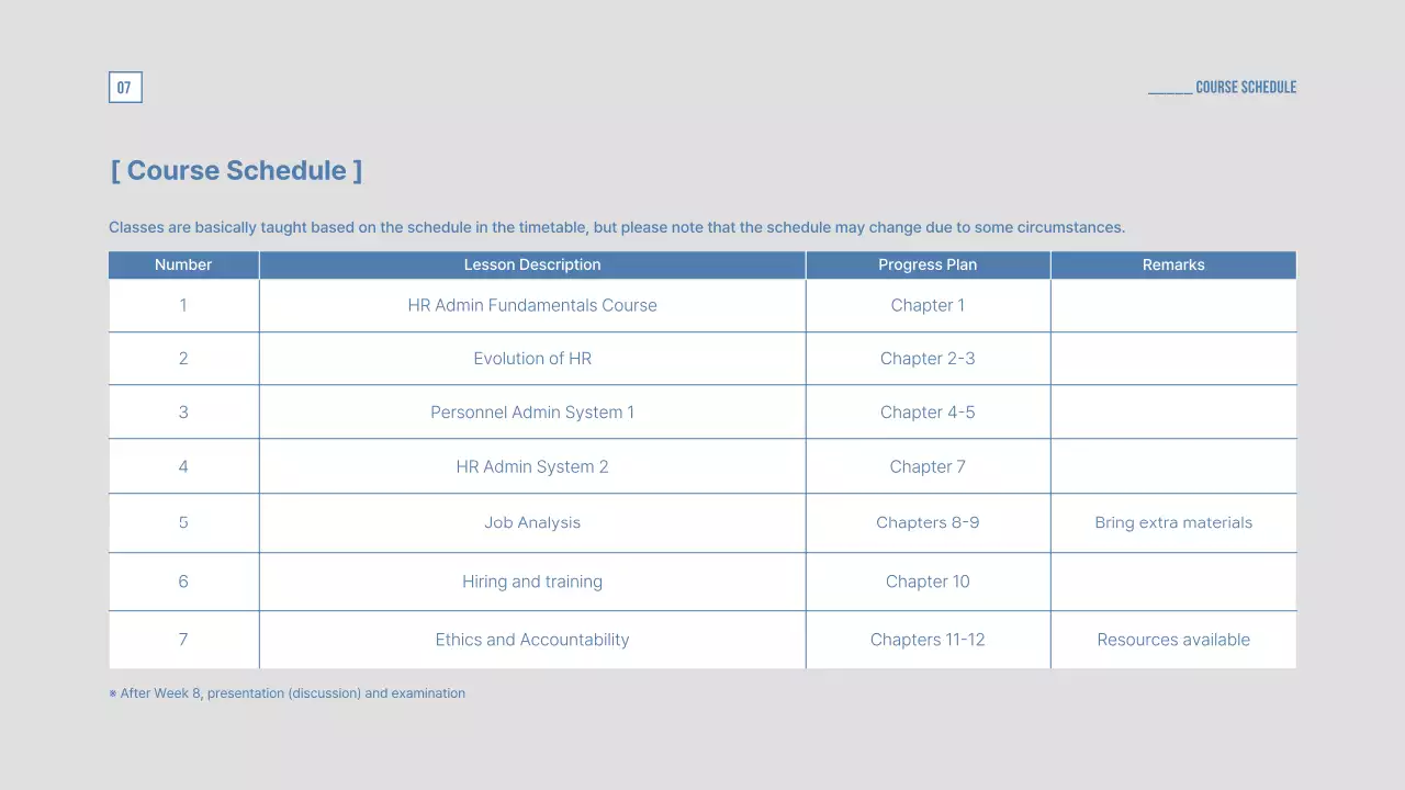 Blue Professional Course Syllabus Presentation