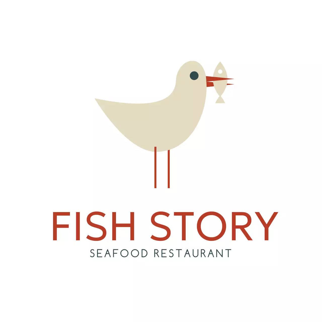 Beige Minimal Seafood Promotion Logo