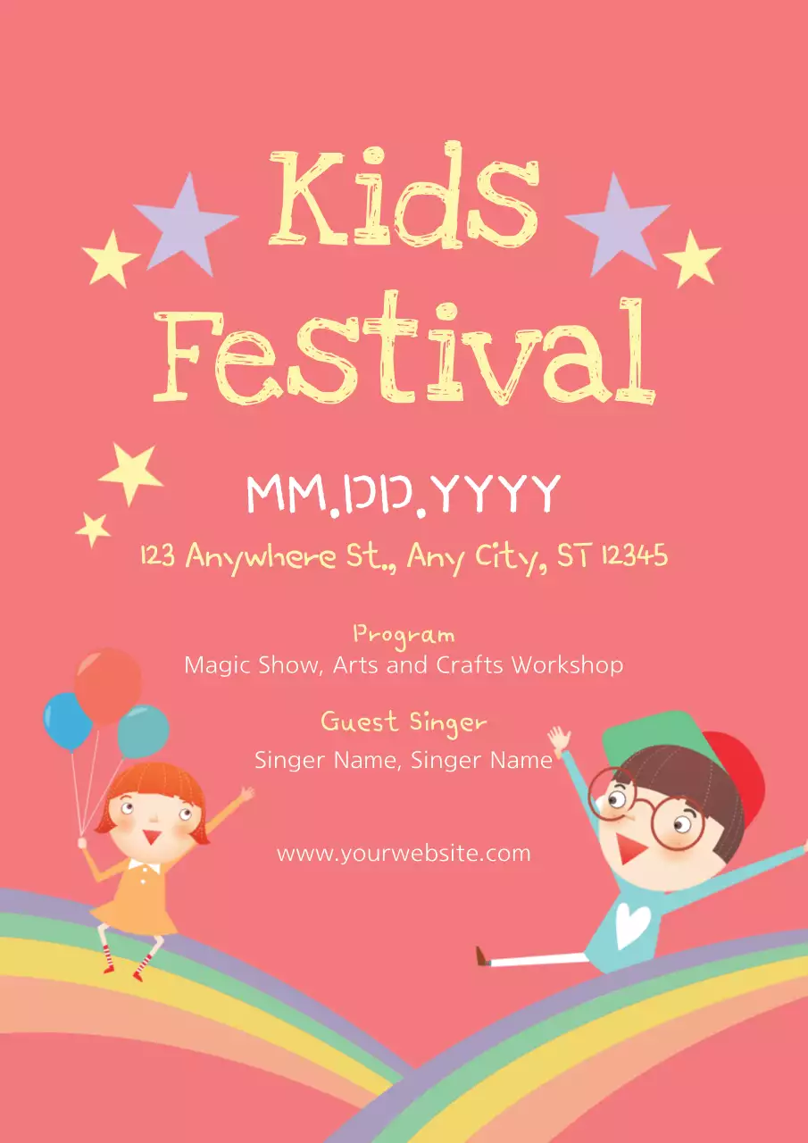 Coral Playful Festival Announcement Poster