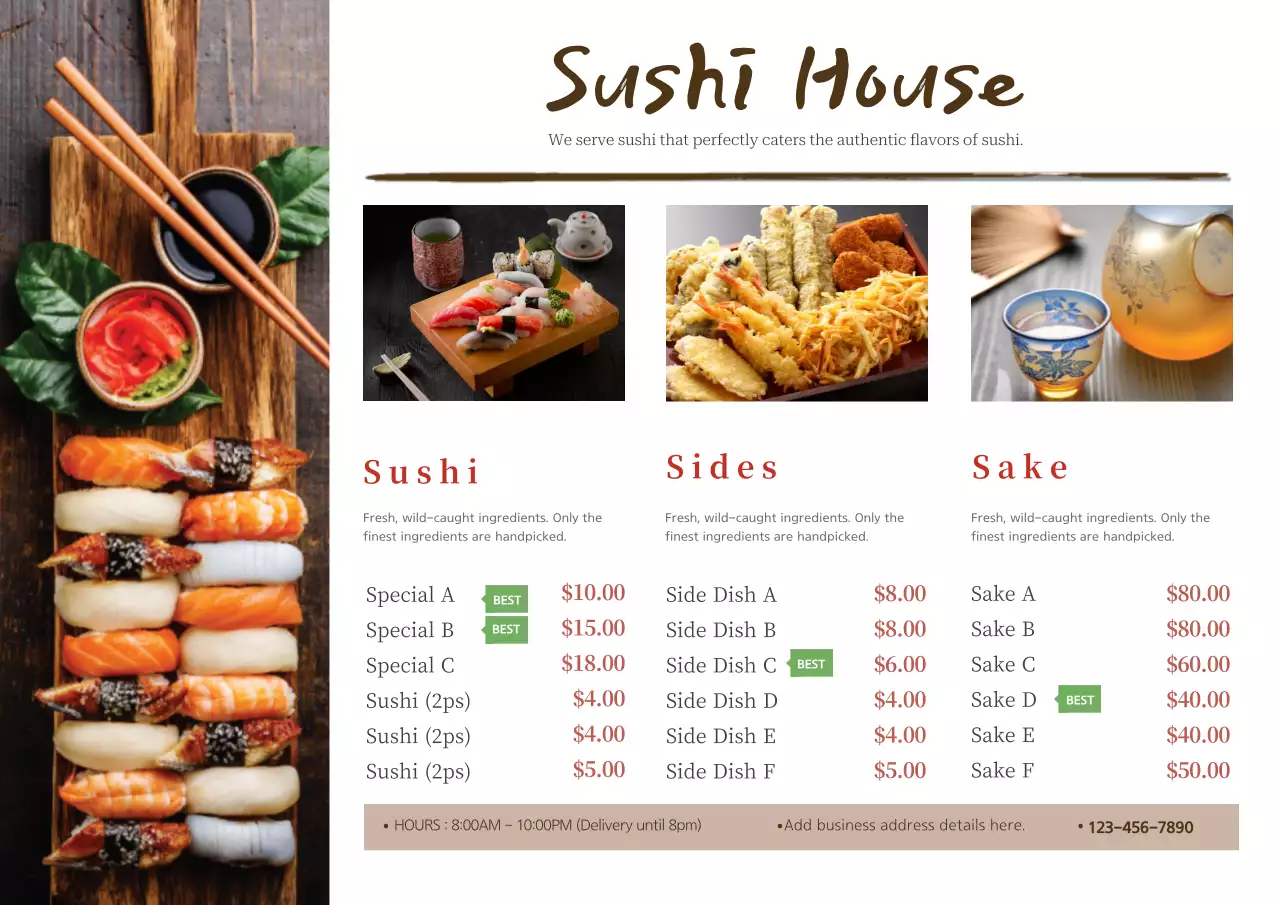 Brown Traditional Sushi Menu Poster