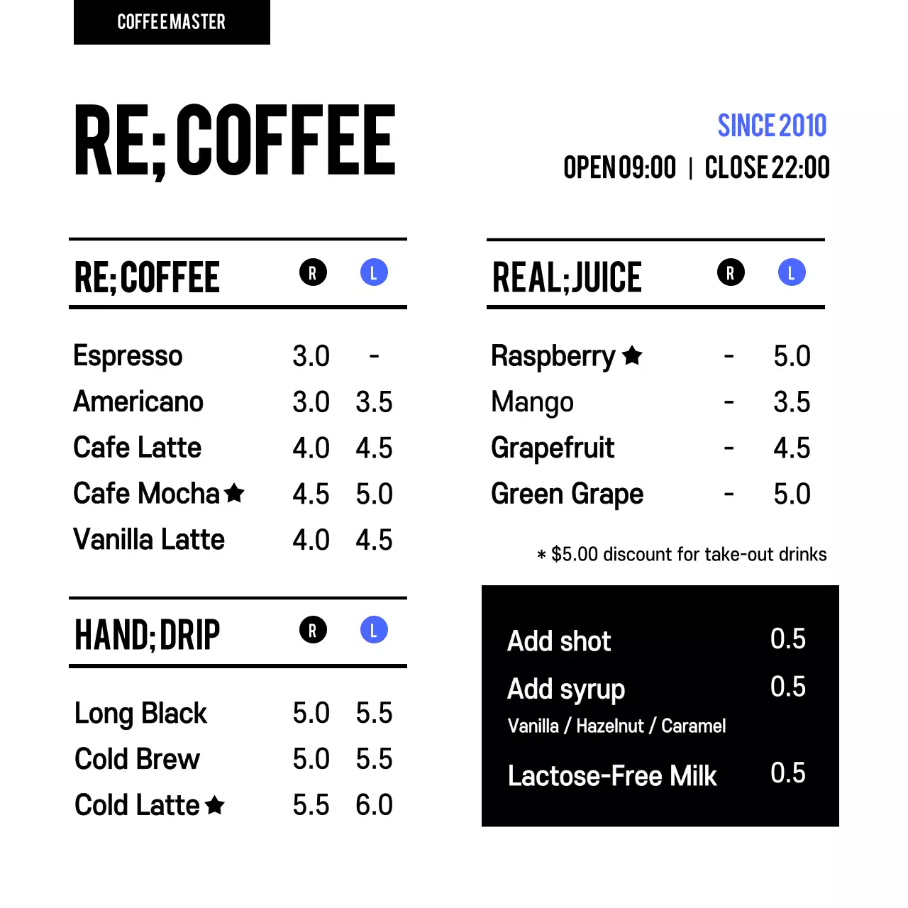 Black Minimal Coffee Menu Instagram Post