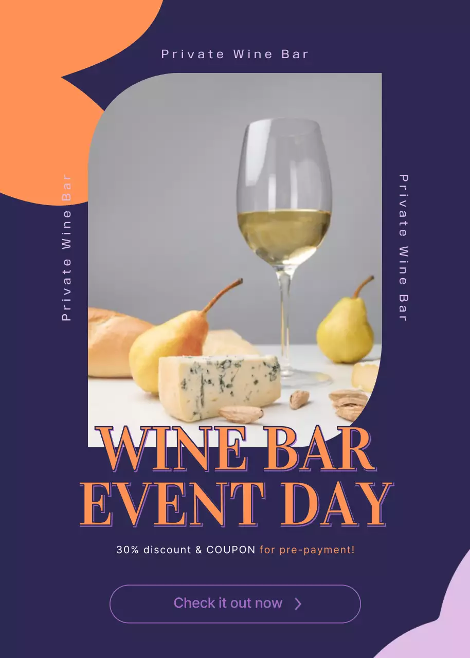 Navy Elegant Wine Promotion Poster