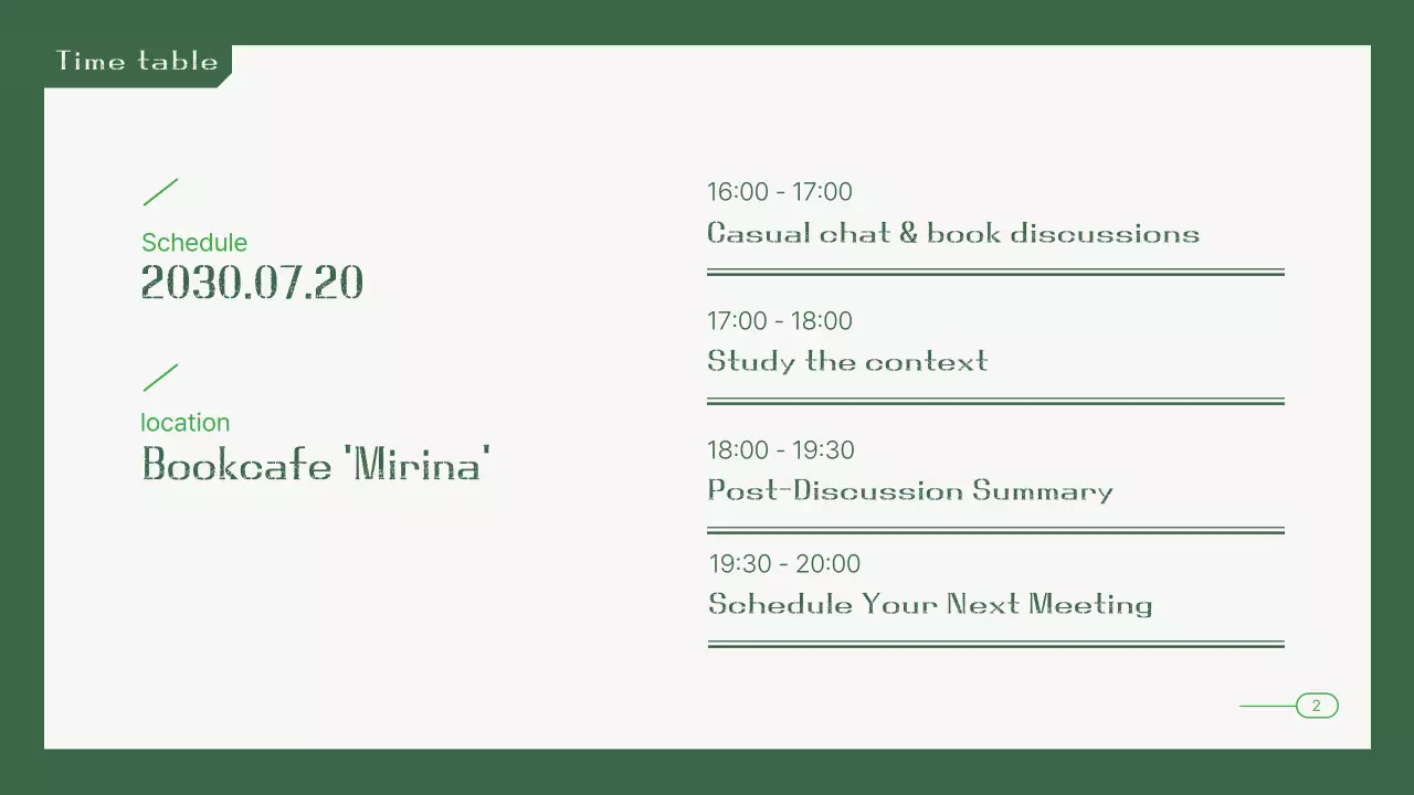 Green Minimalist Book Review Template Presentation