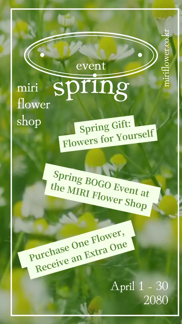 화이트와 그린의 심플한 봄꽃 이벤트