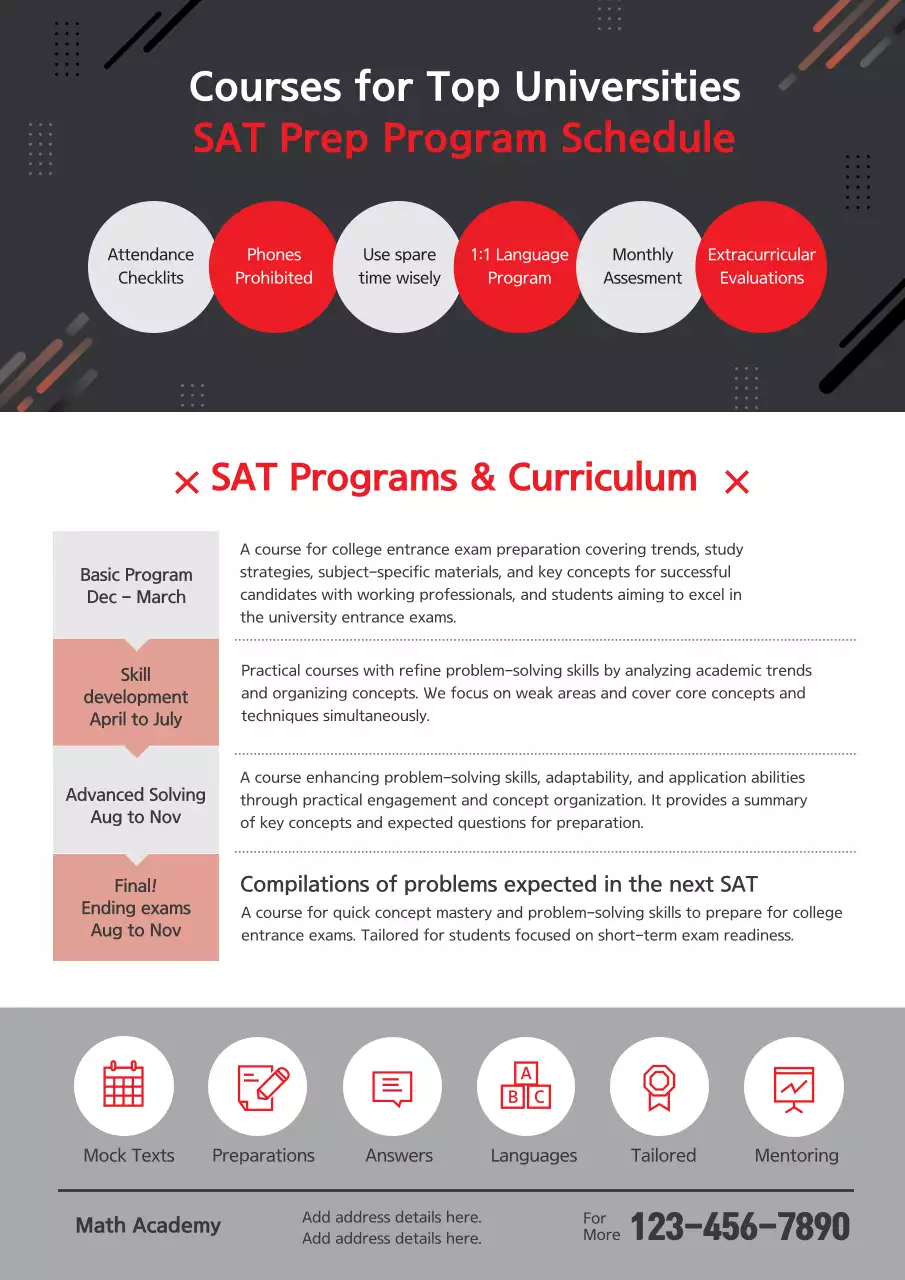 Red Professional Sat Schedule Guide Poster