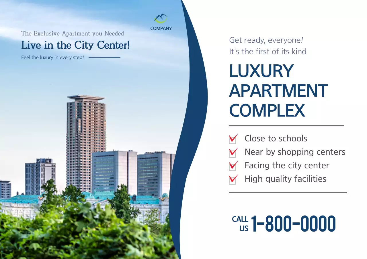 Blue Modern Apartment Promotion Poster