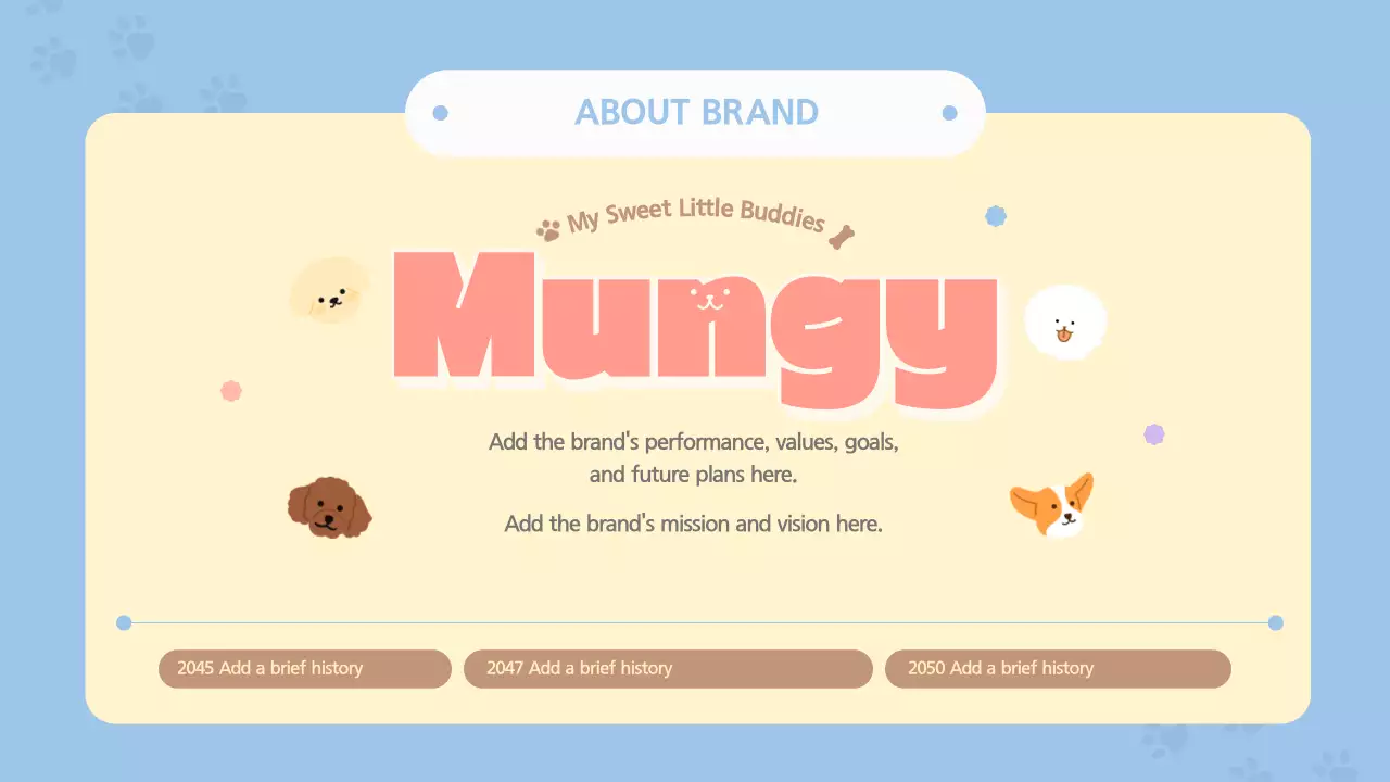 하늘색을 메인으로 한 파스텔톤의 귀여운 강아지 일러스트 테마 굿즈 셀러 신청