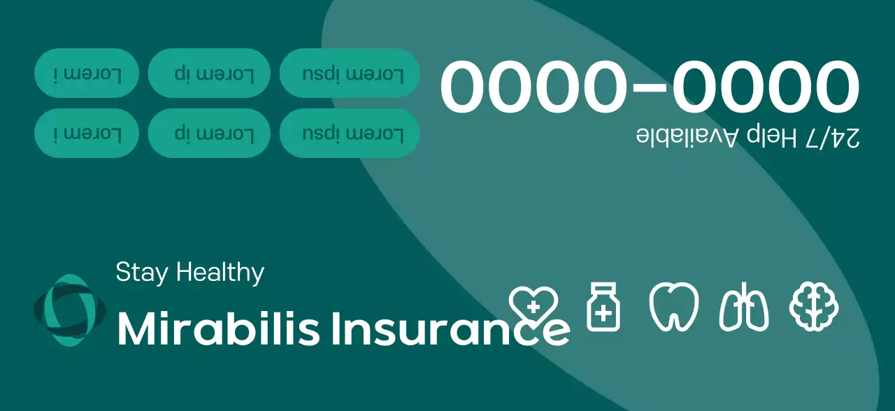 An insurance company promotional piece with dark-toned 3D illustrations and health icons.