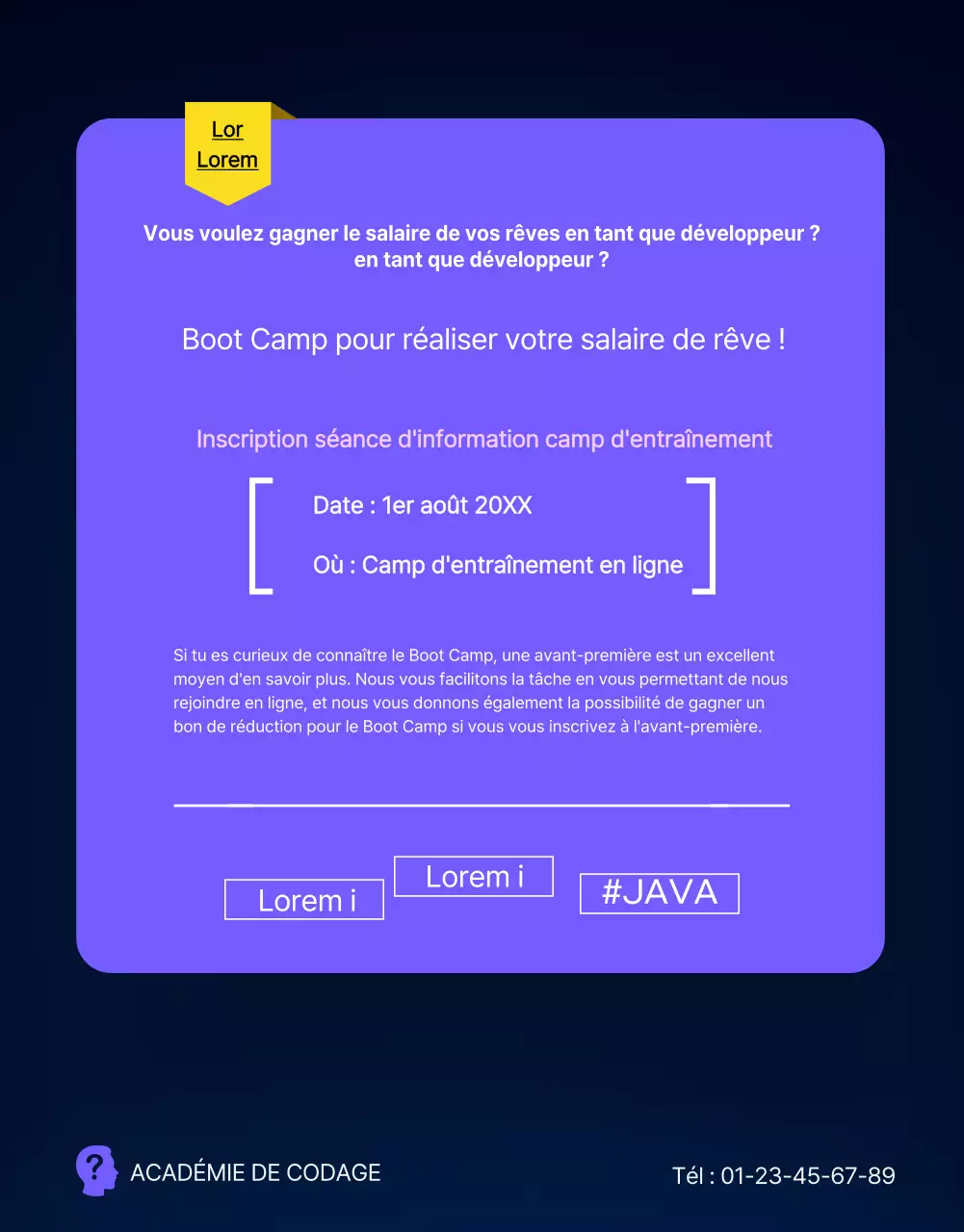 Formation à la Coding Academy en violet et noir