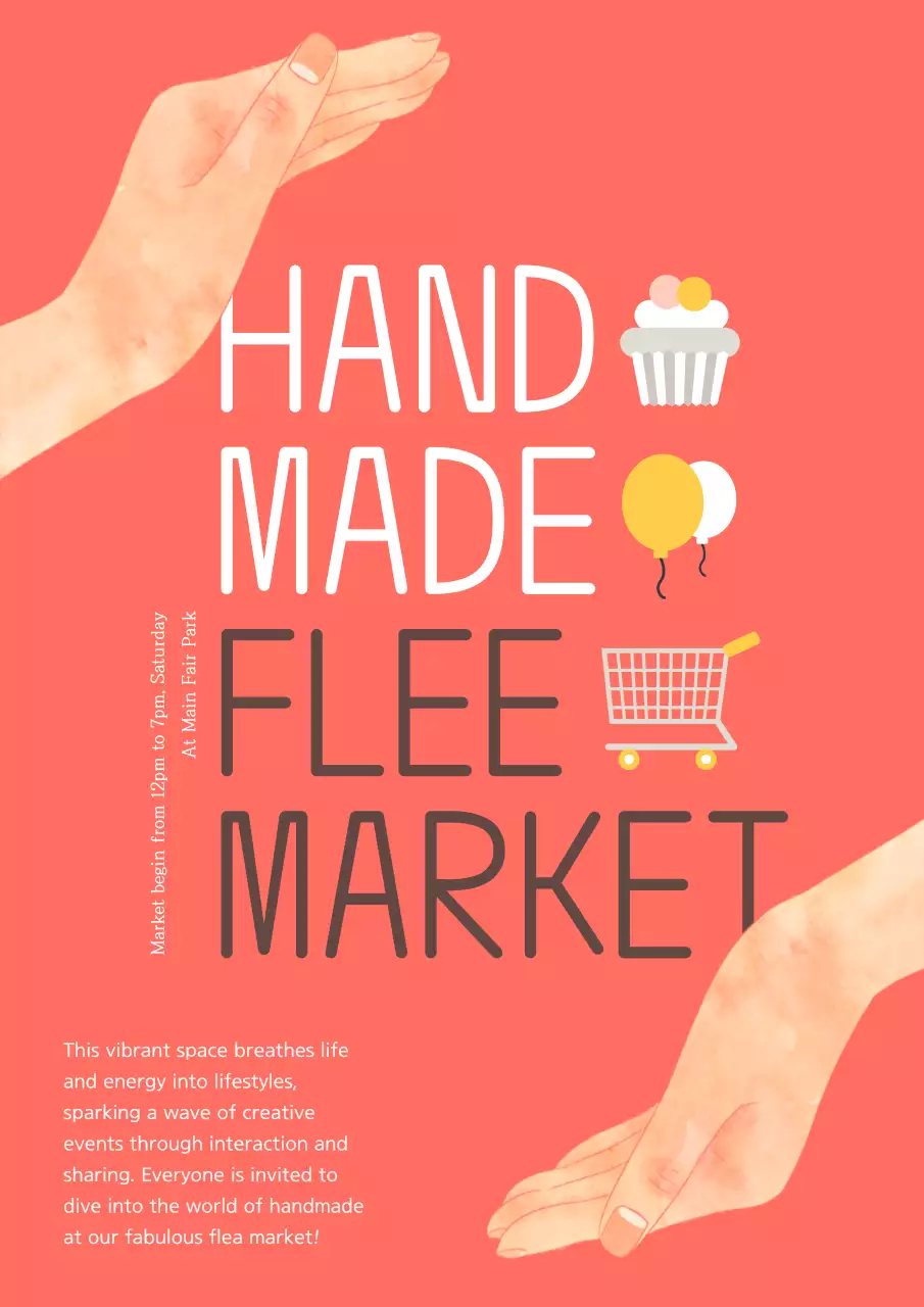 Coral Modern Flea Market Promotion Poster