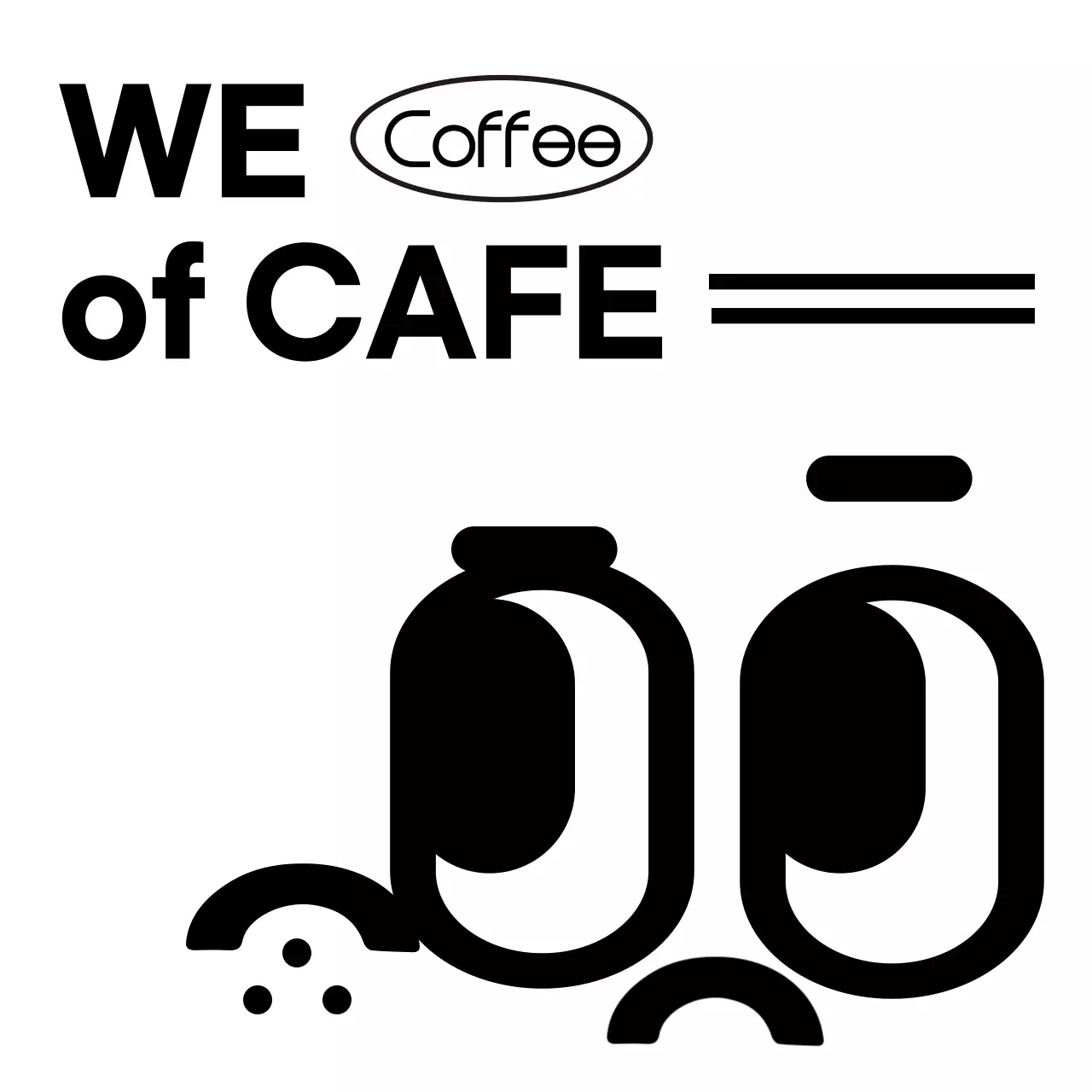 Simple and cute illustration and text logo combination in black style cafe