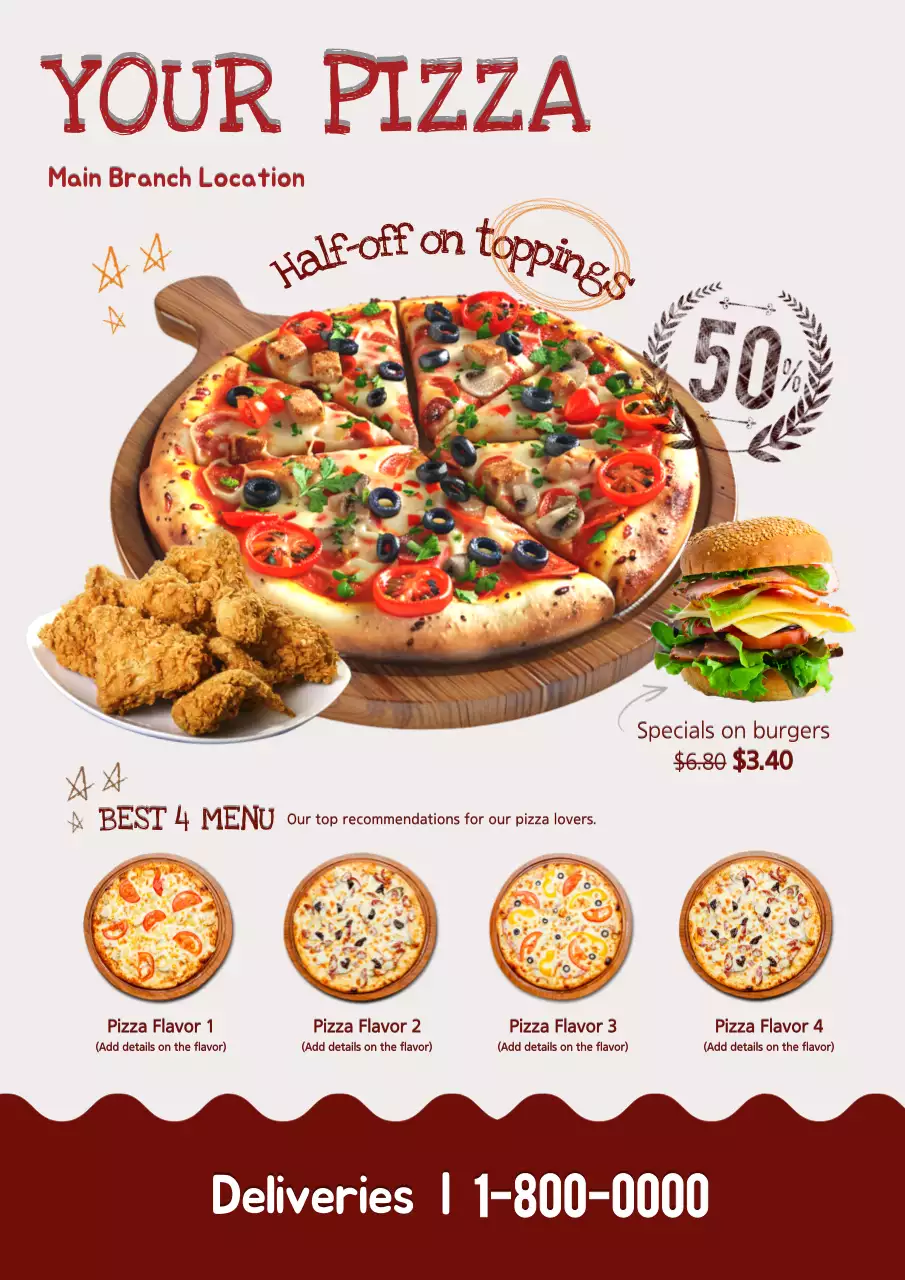 Red Trendy Pizza Promotion Poster
