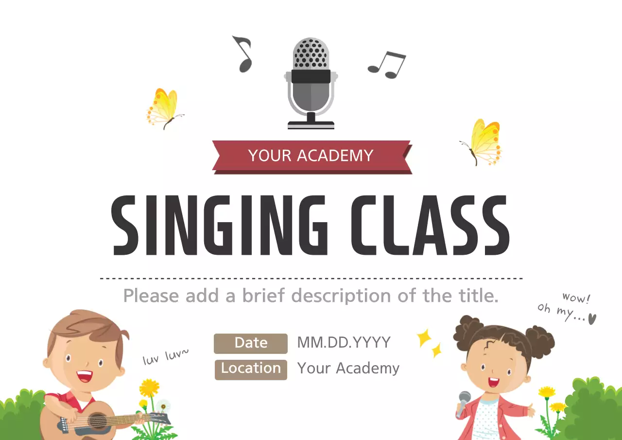 Beige Playful Singing Class Invitation Poster
