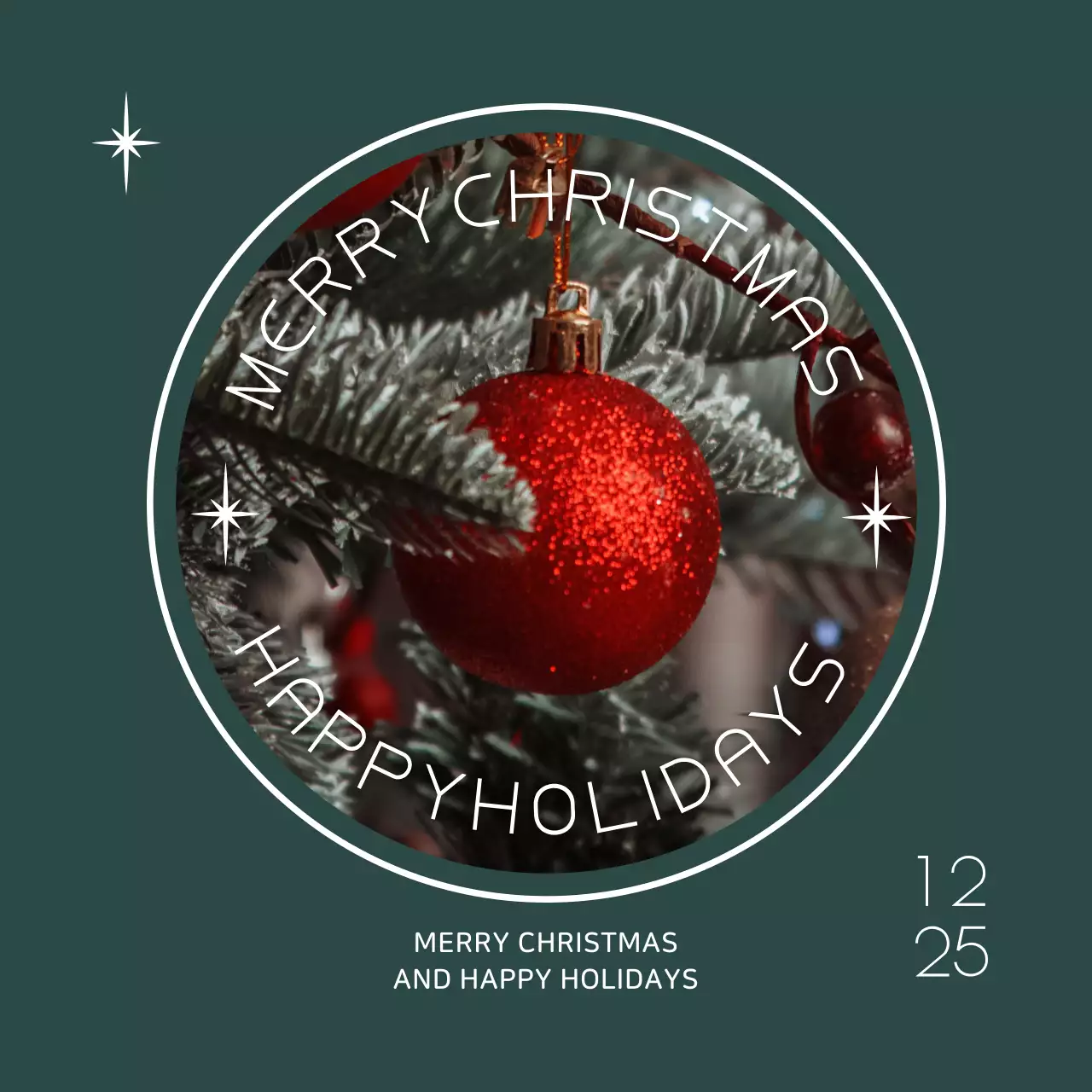 Cartão postal de Natal com fotografia de Natal turquesa