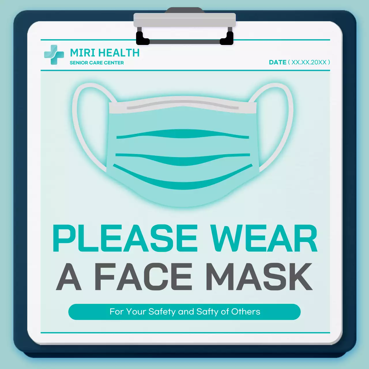 Minty Clean Hospital Chart Concept Mask Wearing Instructions