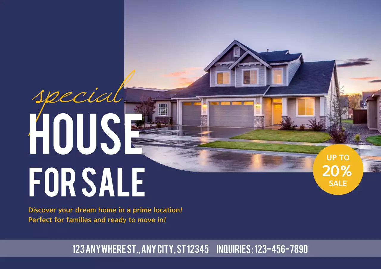 Blue Modern House Promotion Poster