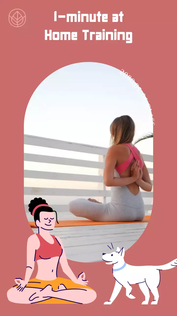 핑크색의 요가 1분 홈트레이닝 