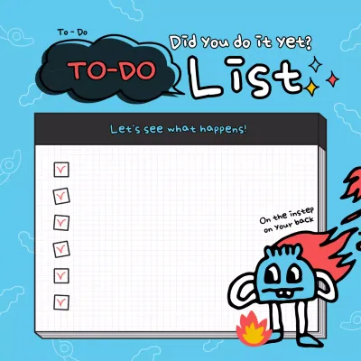 Blue Comic To-Do Checklist Social Media Post