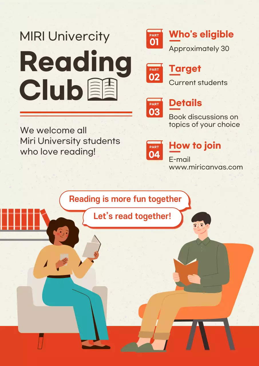 Recruiting for a neat orange college reading club