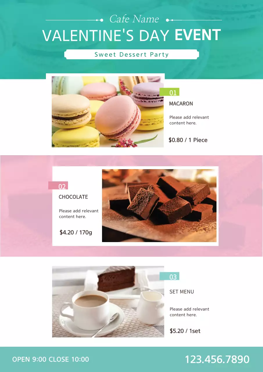 Teal Elegant Dessert Promotion Poster