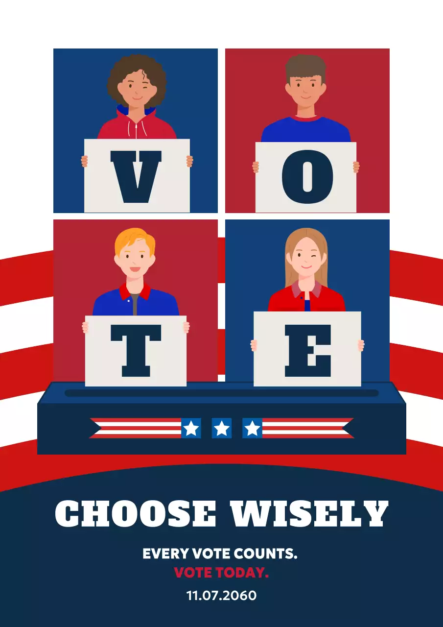 Blue and red trendy Election Day notice