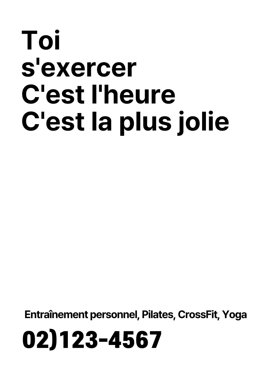 Une simple promotion textuelle en noir et blanc pour les salles de sport