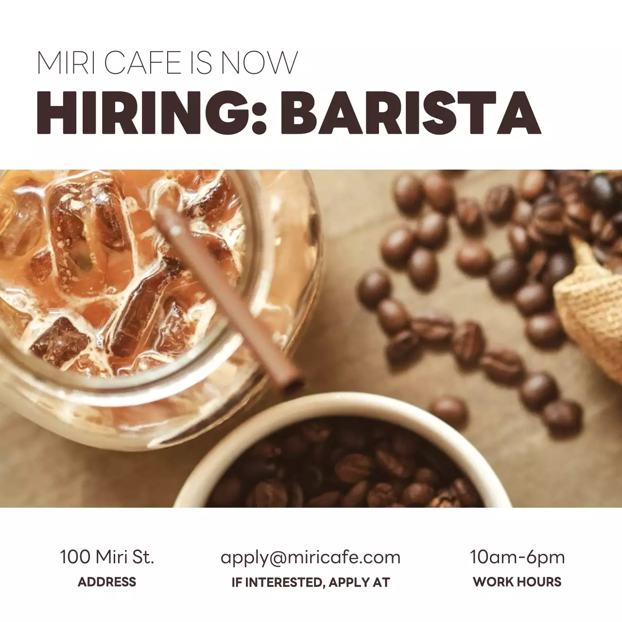 A simple white and brown recruitment pitch