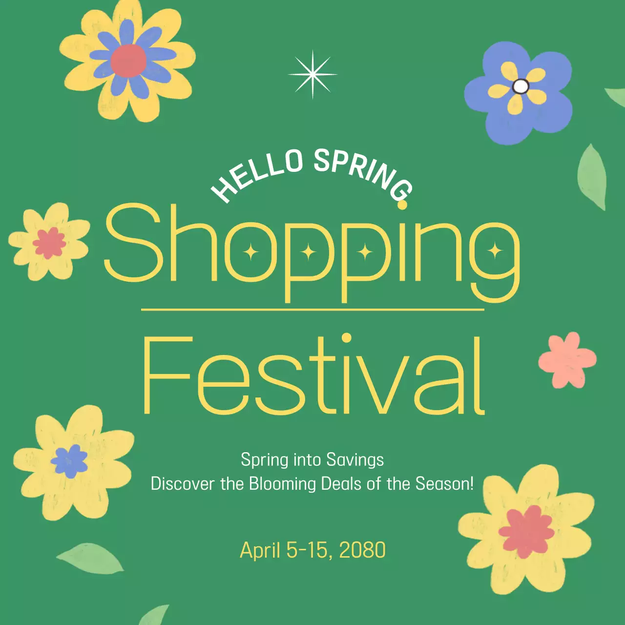 Cute green illustration theme with spring events