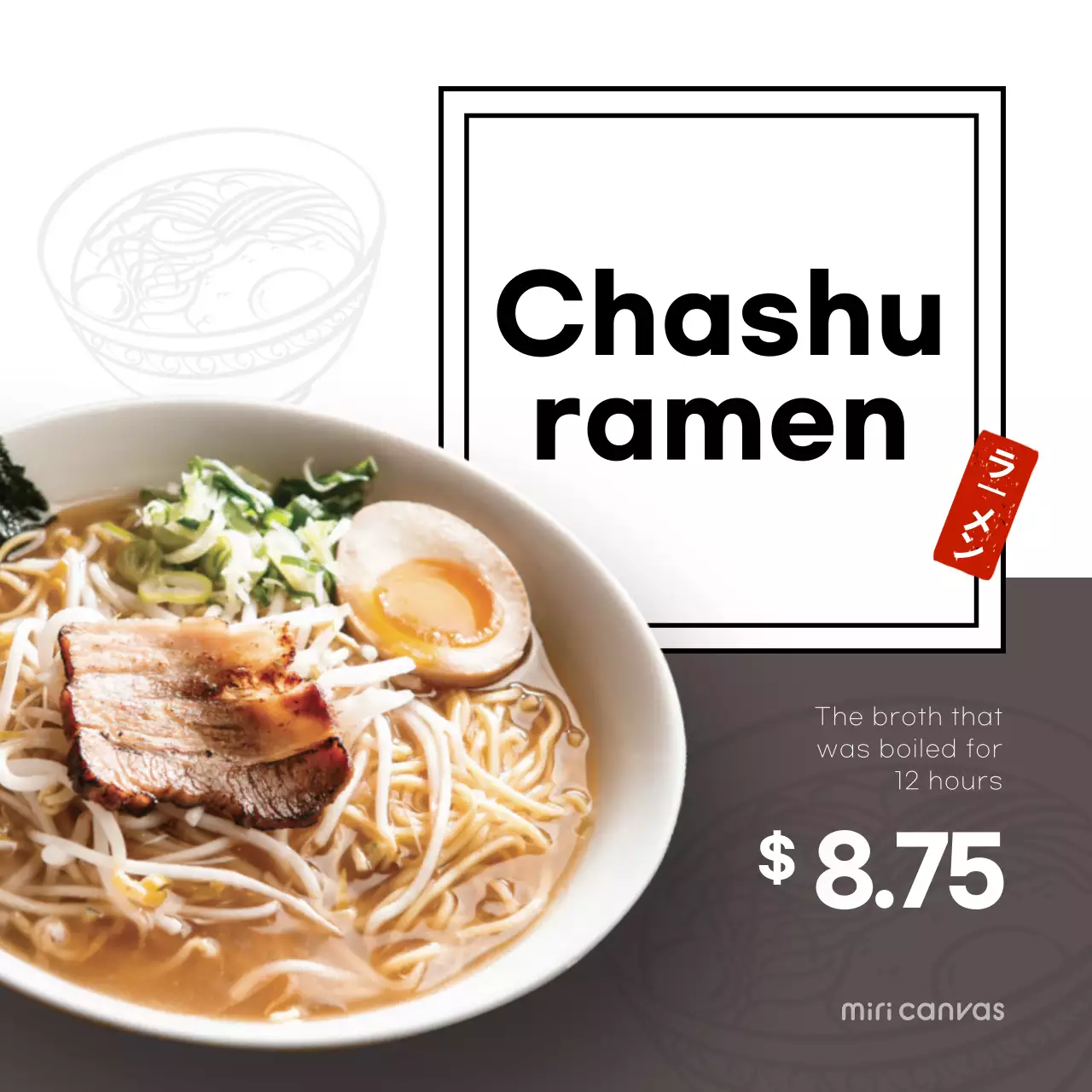 White Modern Ramen Promotion Social Media Post