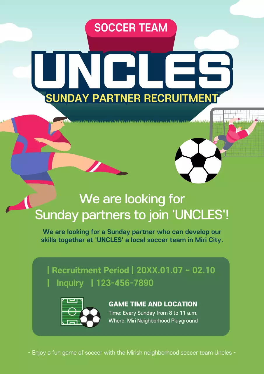 Green Modern Soccer Recruitment Poster