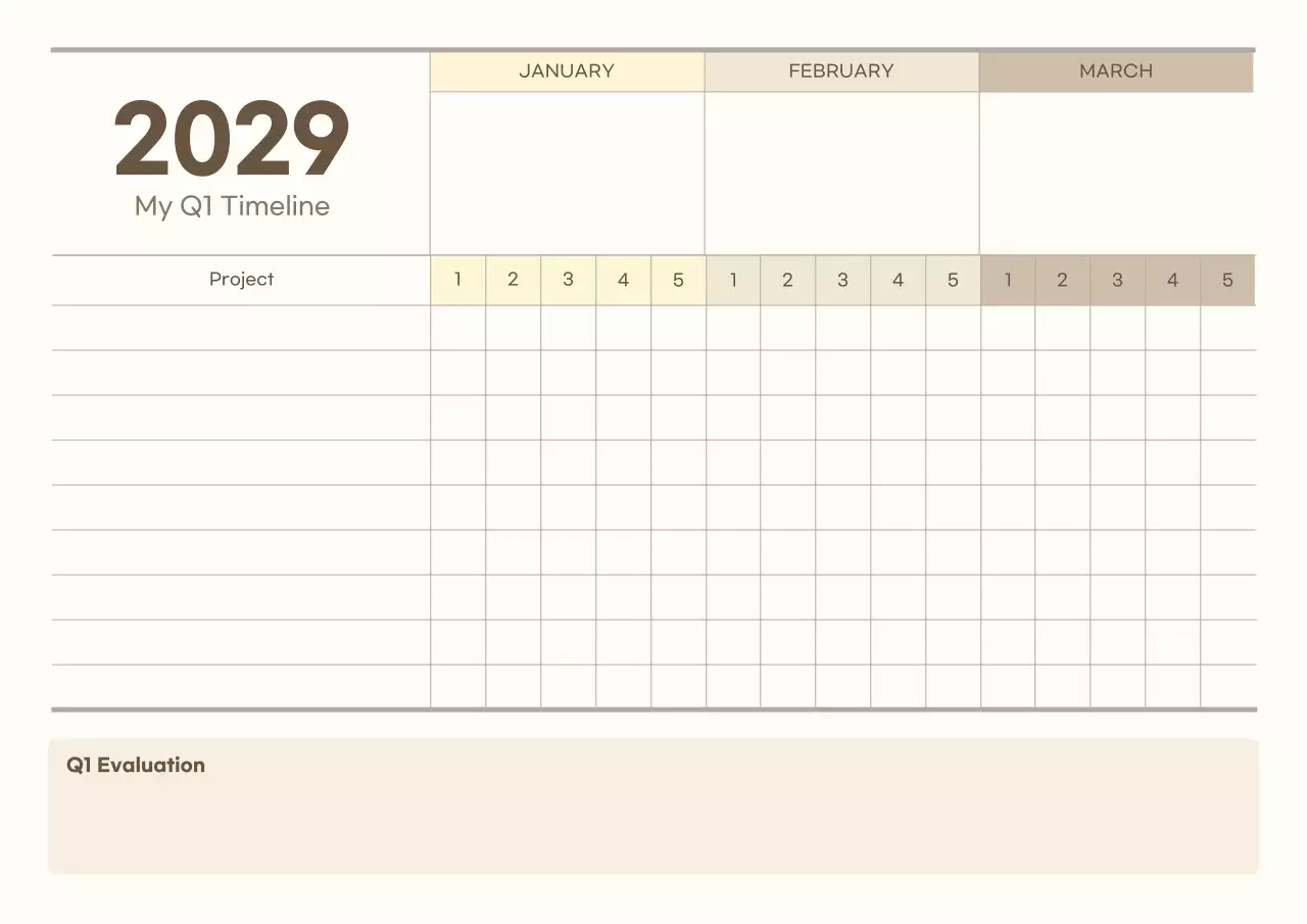 Yellow, clean concept quarterly calendar