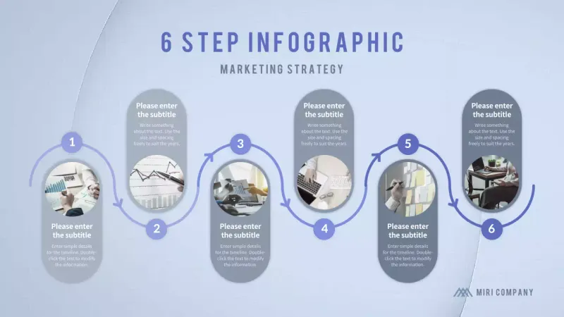 Infografik peta jalan dengan warna biru yang menenangkan