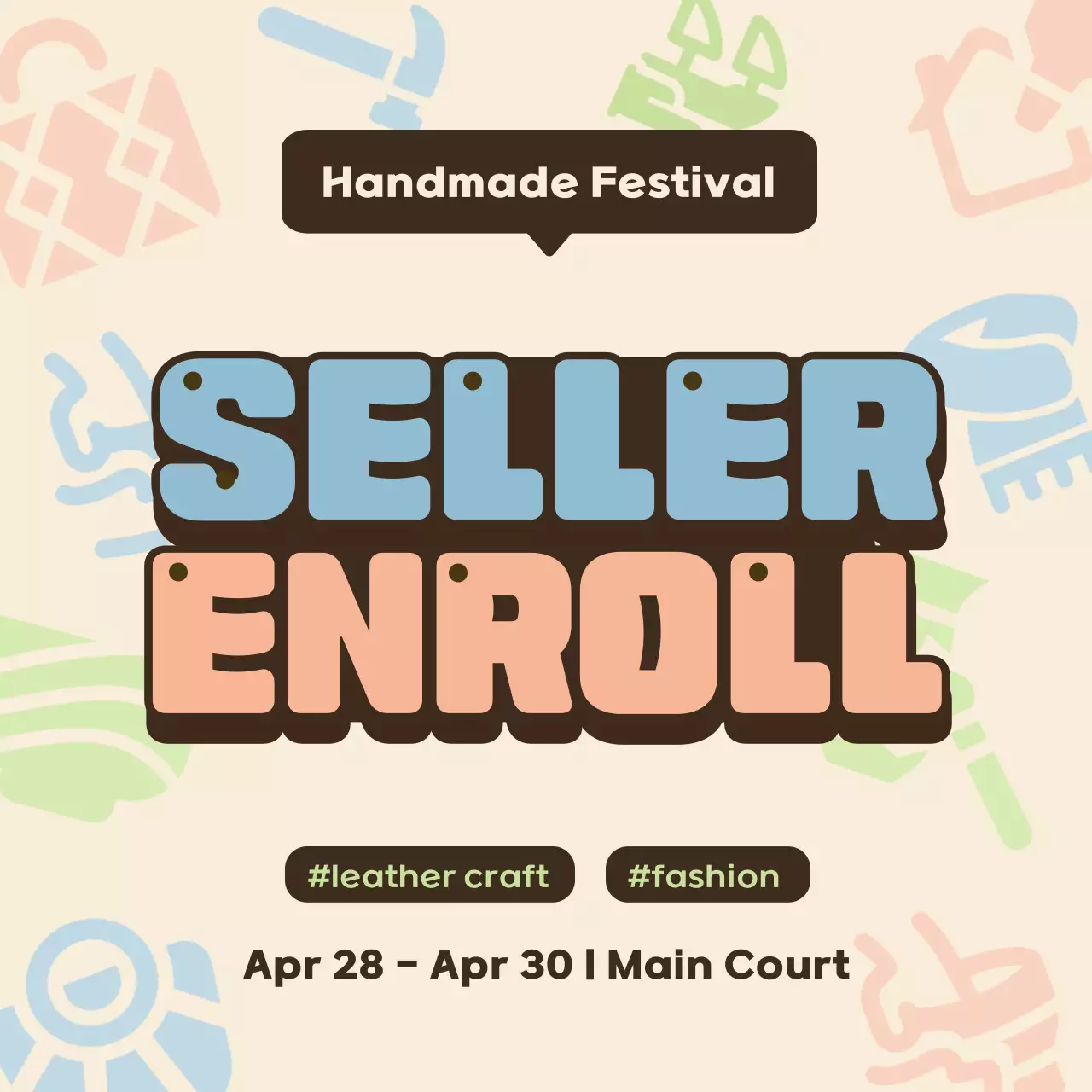 Beige Retro Festival Registration Social Media Post