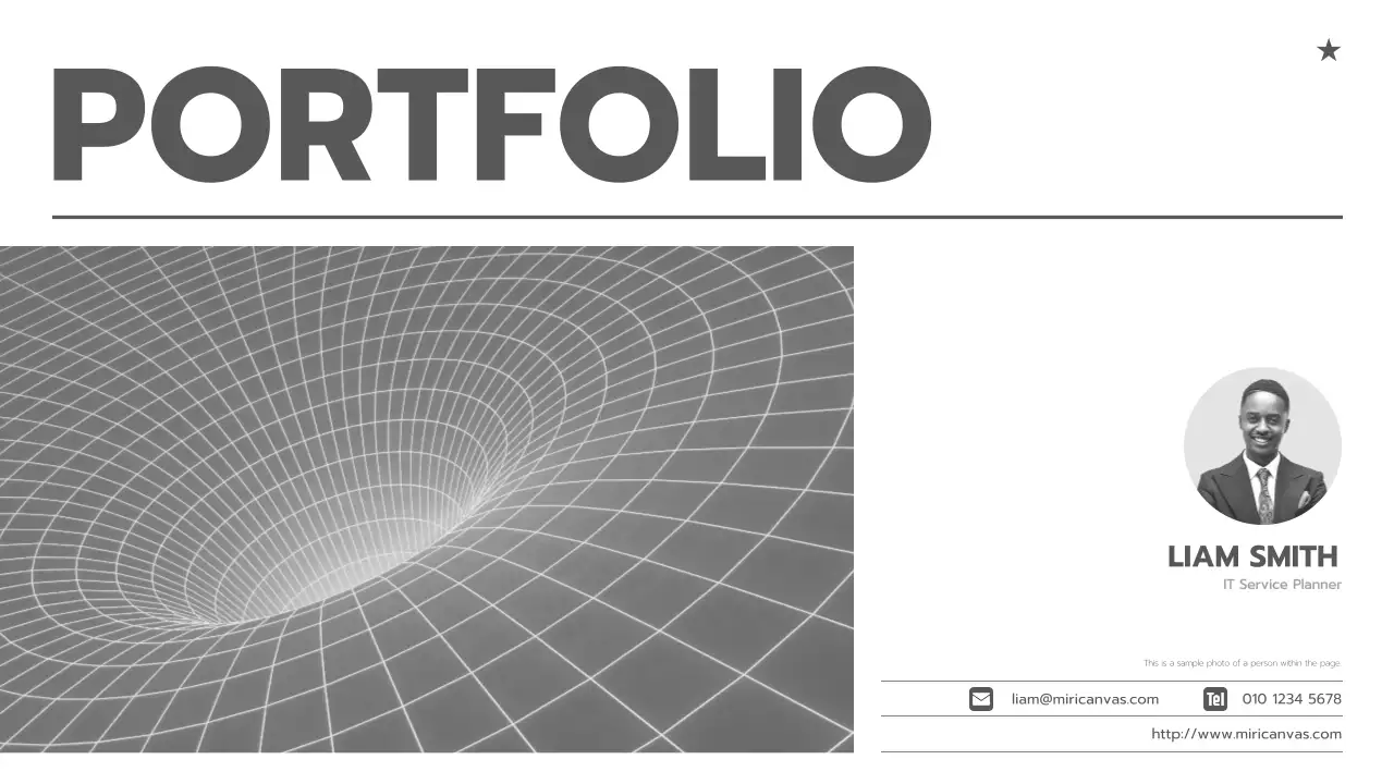 A clean planner portfolio with a black-and-white pattern in white and gray