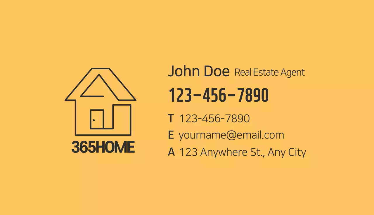 Yellow Minimal Real Estate Promotion Business Card
