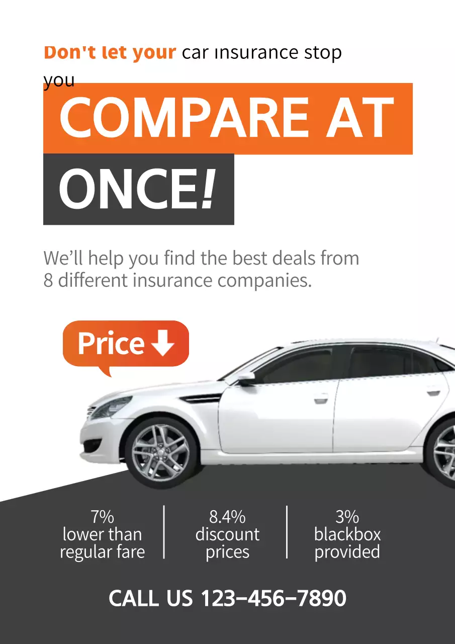 Orange Modern Car Insurance Promotion Poster