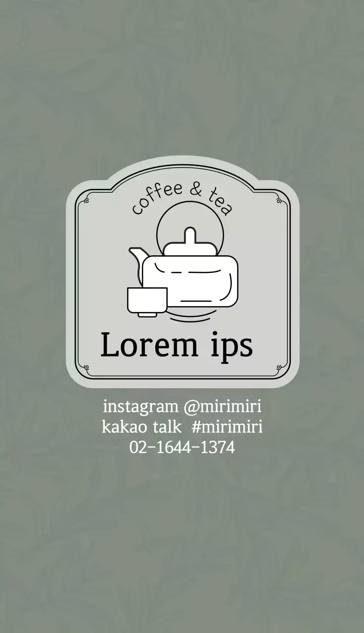 Green gray illustration logo cafe tea business card
