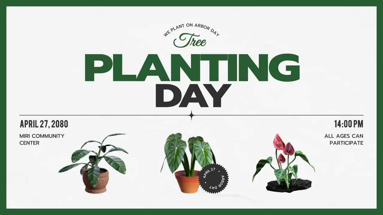초록색상에 식물을 활용한 깔끔한 식목일 프로그램 안내서