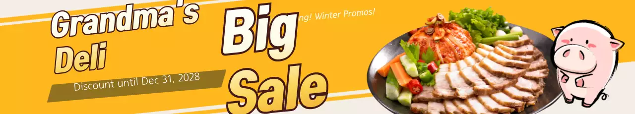 Banner promocional de delicatessen retrô amarelo