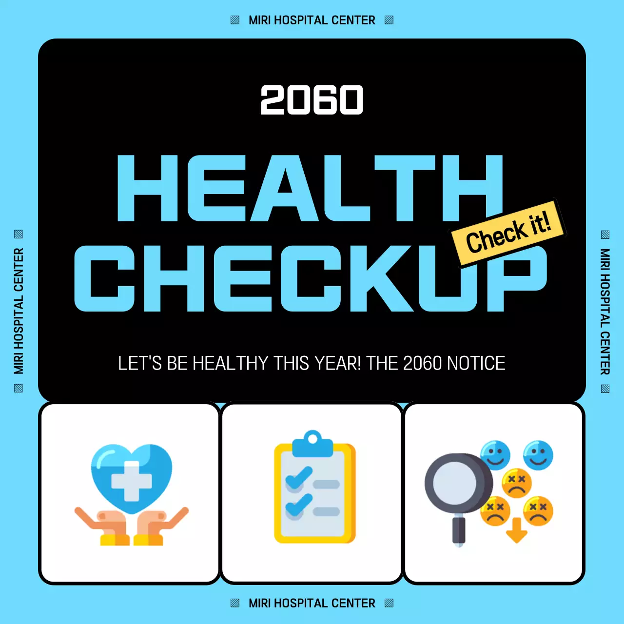 Simple light blue and black 3D icon to see who needs to be screened