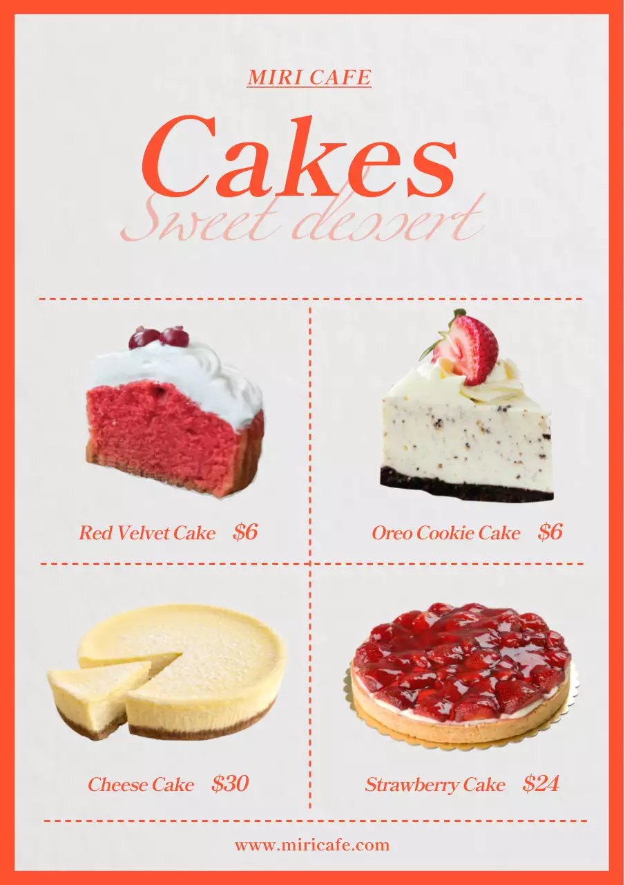 Red Point's trendy cafe dessert menu