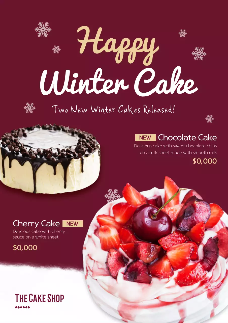 Maroon Modern Winter Promotion Poster