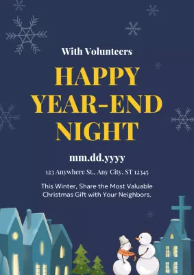 Navy Festive Year-End Event Invitation Poster