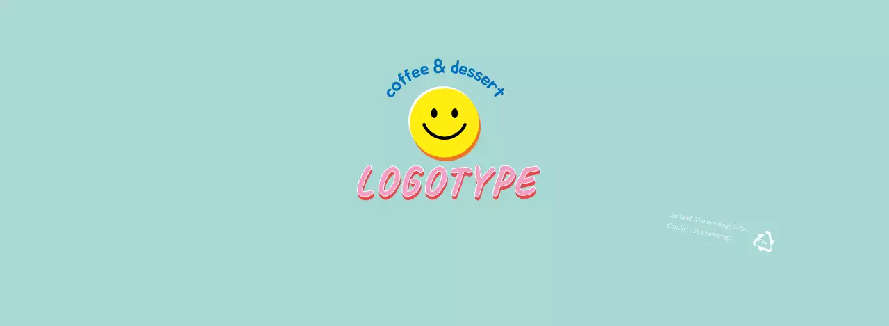 Blue cute illustration lettering cafe