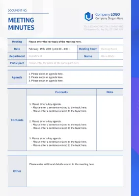 Blue Professional Meeting Document