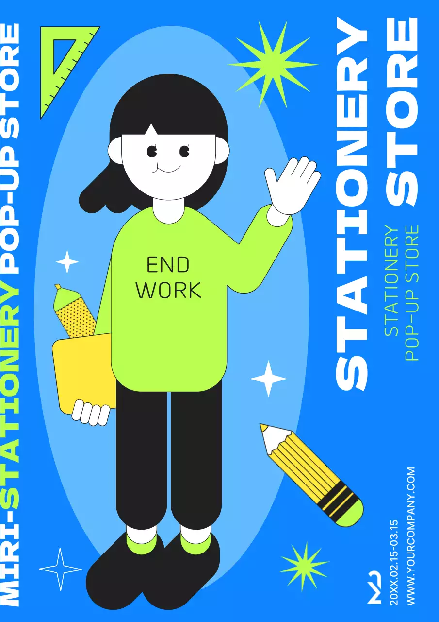 블루 트렌디 스테셔너리 프로모션 포스터